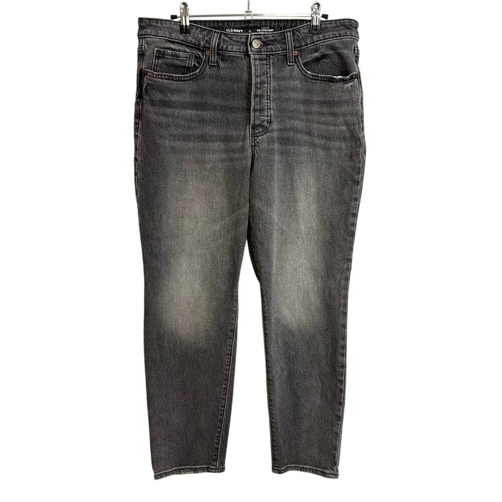 Old Navy Jeans Womens 12 Gray High-Waisted O.G. Straight Ankle Button Fly